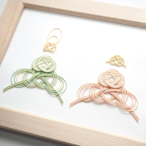 水引のひな祭りフレーム大*雛飾り*お雛様*お内裏様*青磁色*灰桜【受注