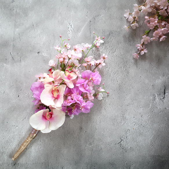 「sa ku ra　さくら　桜のブーケ❀胡蝶蘭」　和装ブーケ　ブライダルブーケ　ブライダル　結婚式 3枚目の画像