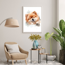 【夢心地 - ポメラニアン犬の子犬 No.1】風水画 アートポスター 犬の絵 犬の絵画 犬のイラスト 7枚目の画像