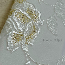 洗える刺繍半衿  白×ゴールドの薔薇【あと4点】 8枚目の画像