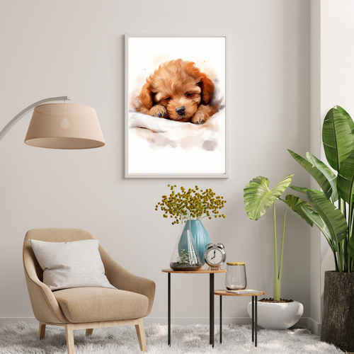 夢心地 - トイプードル犬の子犬 No.1】風水画 アートポスター 犬の絵