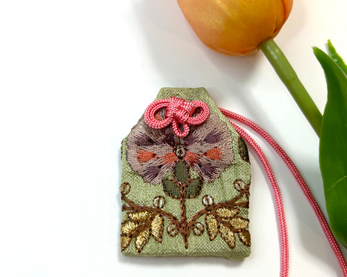 インド刺繍リボン⭐︎合格祈願⭐︎ お守り袋 マース袋 sパープル