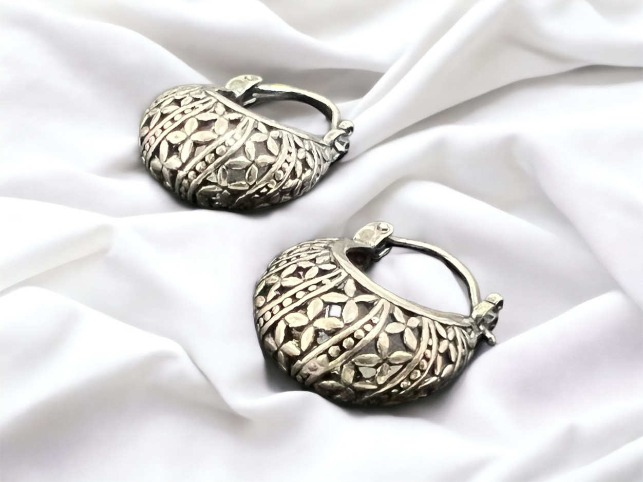 Pasar Bag Leaves　リーフ柄　パサールバッグ　シルバー925　自然 ナチュラル　ピアス アジアン