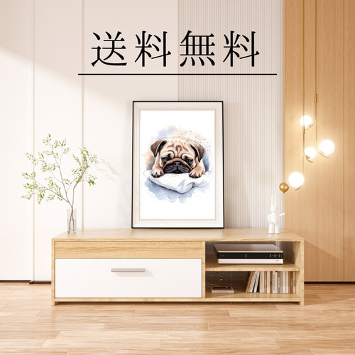 夢心地 - パグ犬の子犬 No.2】ジークレー版画＊名入れOK！風水画