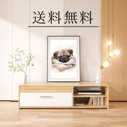 【夢心地 - パグ犬の子犬 No.5】風水画 アートポスター 犬の絵 犬の絵画 犬のイラスト 4枚目の画像