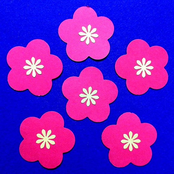 梅の花 ウグイス 壁飾り　季節の飾り 壁面飾り　イベントSHOPmako クラフトパンチ 赤 5枚目の画像