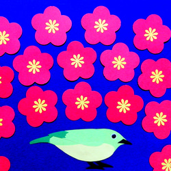梅の花 ウグイス 壁飾り　季節の飾り 壁面飾り　イベントSHOPmako クラフトパンチ 赤 6枚目の画像