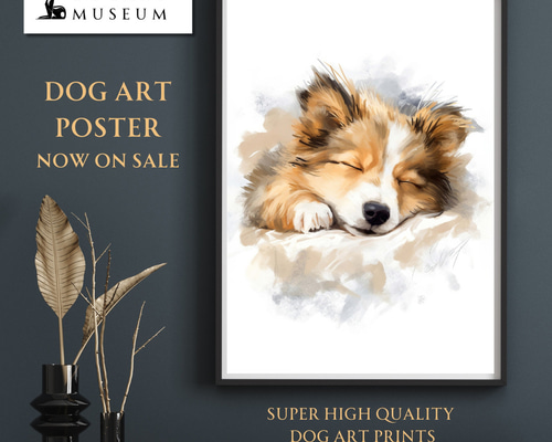 入手困難絵画RICO作品ポエム調犬の絵インテリア