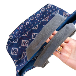 アジュラックカンタ刺繍キルトのトートバッグLサイズ【インディゴ】 10枚目の画像
