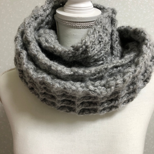 スヌード （モヘア2本どりグレー）ネックウォーマー マフラー S47