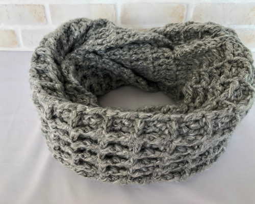 スヌード （モヘア2本どりグレー）ネックウォーマー マフラー
