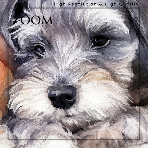 【夢心地 - シュナウザー犬の子犬 No.3】風水画 アートポスター 犬の絵 犬の絵画 犬のイラスト 3枚目の画像