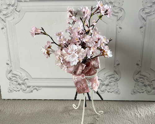 桜のインテリアブーケ” 花材は全てアーティフィシャルフラワー(造花