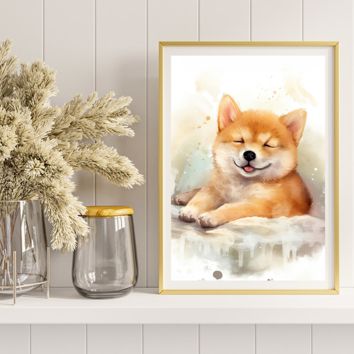 夢心地 - 柴犬の子犬 No.3】ジークレー版画＊名入れOK！風水画 アート