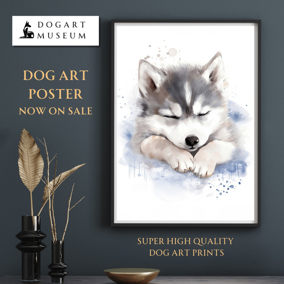 真作保証　ハスキー犬の肖像画 油絵 F8 Valenzuela ハスキー犬の水彩画プリント、犬の肖像画 - Etsy 日本