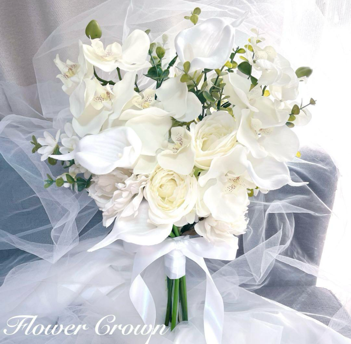 アーティフィシャルブーケ クラッチブーケ ウエディングブーケ 結婚式 胡蝶蘭 カラー 披露宴