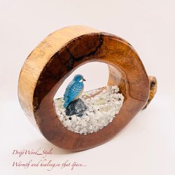 一つ限りの流木アート 水辺のカワセミ ジオラマ 流木 フィギュア 置物 動物 鳥 インテリア レジン 水辺 N19 8枚目の画像