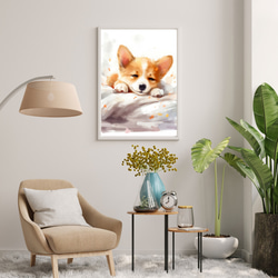 【夢心地 - ウェルシュコーギー犬の子犬 No.3】風水画 アートポスター 犬の絵 犬の絵画 犬のイラスト 7枚目の画像