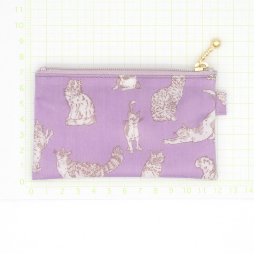 リバティ ラミネートのフラットポーチ 小 ミャオウ カードケース