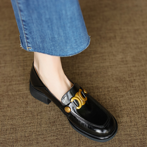 ローファー レディース スリッポン 革靴 コインローファー レザー 金具