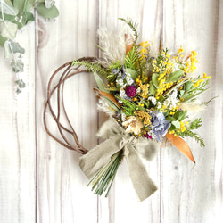 秋を感じる横長スワッグ 横長ガーランド 50cm ネイティブフラワー