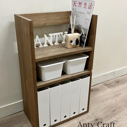 リビング収納　おもちゃ収納（収納ケース大2個＆小4個&ファイルホルダー5個付） サイズオーダー可】【引取可能】リビング収納 おもちゃ収納