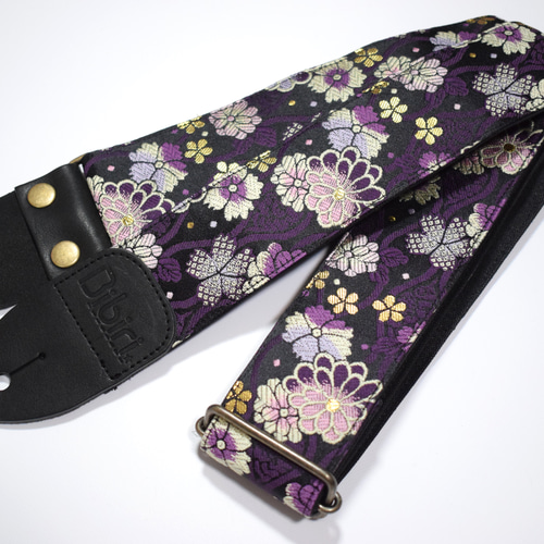 和柄 ギターストラップ 金襴 菊文様 | Handmade Japanese Guitar Strap