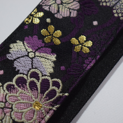 和柄 ギターストラップ 金襴 菊文様 | Handmade Japanese Guitar Strap