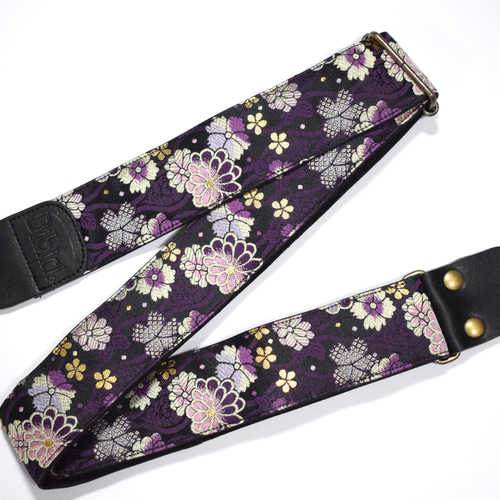 和柄 ギターストラップ 金襴 菊文様 | Handmade Japanese Guitar Strap