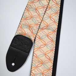 和柄ギターストラップ 扇面/赤-黒 京都西陣織 金襴生地 tiny products