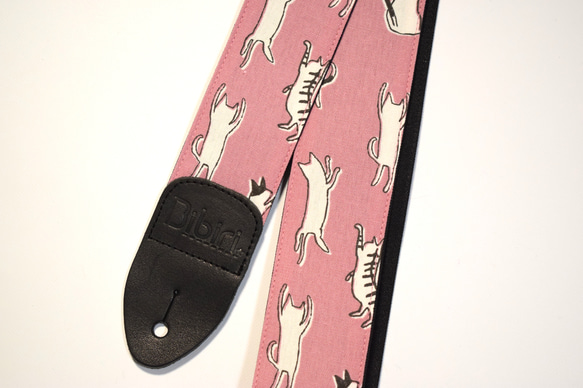 高価値セリー のび猫さん 楽器・アクセサリ 帆布ギターストラップ／ピンク ギターアクセサリ