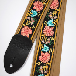 和柄ギターストラップ 鯉/金-銀 京都西陣織 金襴生地 tiny products