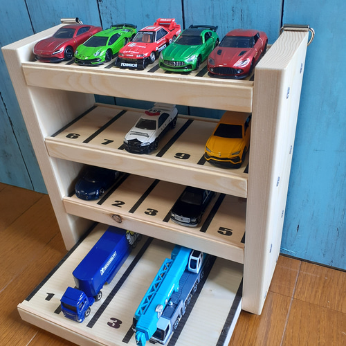 ハンドメイド 木製 トミカ 収納棚 フリーボックス・小物入れ