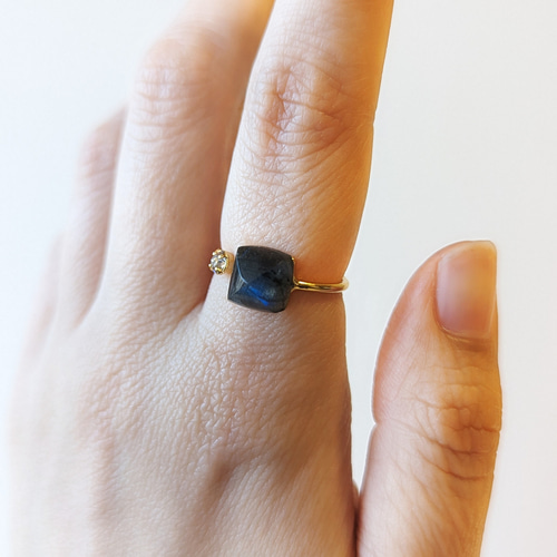 シラー 透明度 抜群 ラブラドライト リング フリーサイズ