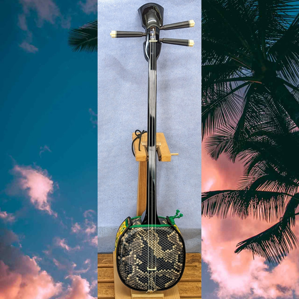 【Ｅ】沖縄三線 人工皮〈ヘビ柄プリント・宮古島〉 *´꒳`*