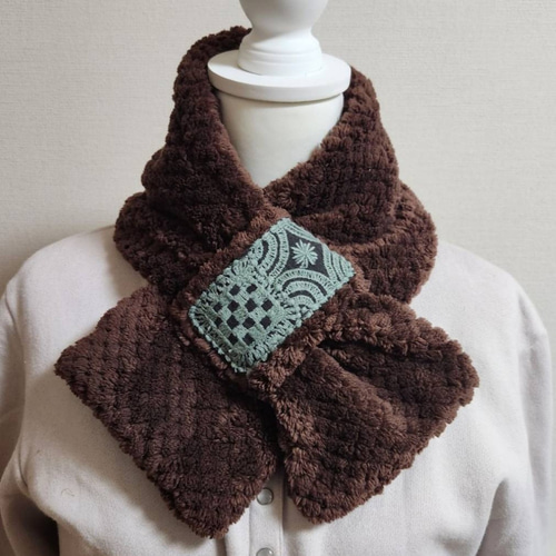 未使用品】ミナペルホネン forest tileフォレストタイル ボアマフラー