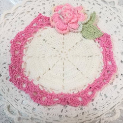 薔薇のドイリー・コースター A・かぎ針編み 3枚目の画像
