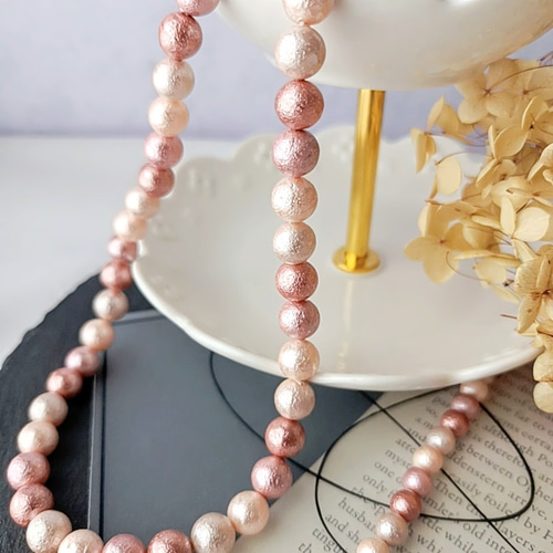 1連約40cm】ミックスカラー コットンパール シェルパール 貝パール  