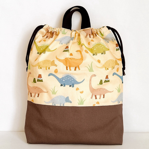 ナップサック型☆お着替え袋（ダイナソー） 送料無料》 ふわふわヌビ 恐竜 ダイナソー キルティング ナップサック