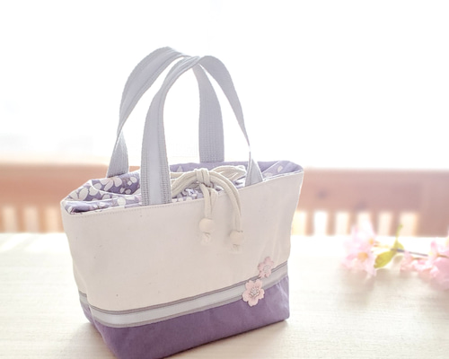 ハンドメイド 保冷バッグ レッスンバッグ 巾着 トートバッグ 花柄