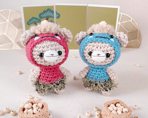 ♡ちびぐるみ♡くまさんセット♡ 鬼さんの着ぐるみくまさんのあみぐるみ 全5色 セット販売もでき
