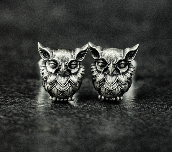 スターリングシルバーフクロウスタッドピアス フクロウのジュエリー