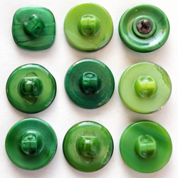 Czech9 緑色｜チェコ Vintageガラスボタン 18mm 9個セット Nr.cz390 2枚目の画像