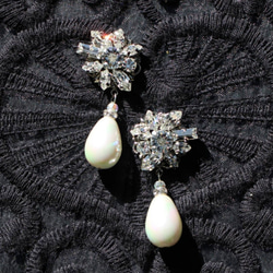 キラキラ ゴージャス スワロフスキー 大ぶり ロング ピアス イヤリング