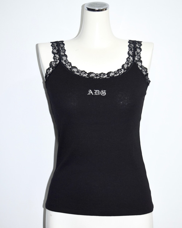 (全3色) ADG Lace Trim Rib-Camisole キャミソール ホワイト 白 上品 きれいめ 10枚目の画像