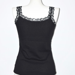 (全3色) ADG Lace Trim Rib-Camisole キャミソール ホワイト 白 上品 きれいめ 15枚目の画像