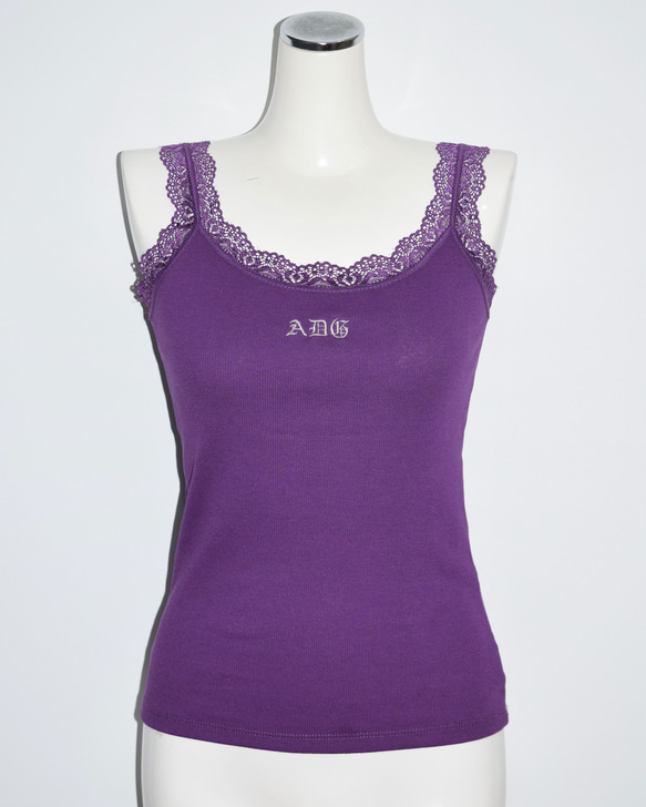 (全3色) ADG Lace Trim Rib-Camisole キャミソール ホワイト 白 上品 きれいめ 11枚目の画像