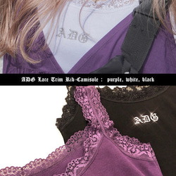 (全3色) ADG Lace Trim Rib-Camisole キャミソール ホワイト 白 上品 きれいめ 1枚目の画像