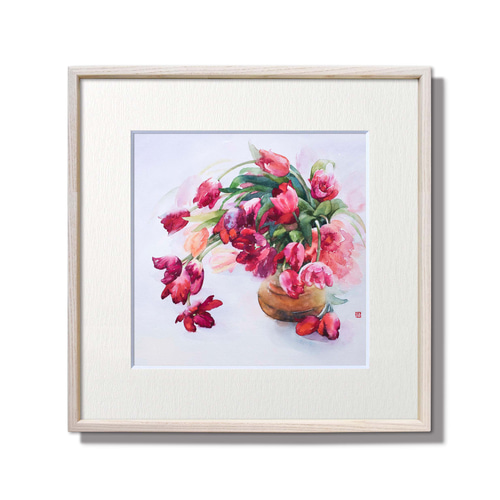 絵画★原画★１点物の作品★本物★額装★インテリア★パステル画★水彩画★風景画 春を染める」水彩原画 一点物 額縁付き 豪華プレゼント付き 絵画