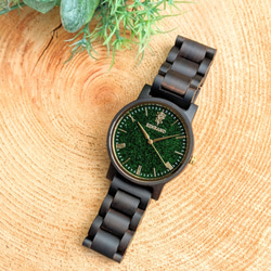【木製腕時計】EINBAND Reise グリーンサンドストーン × Sandal Wood 木の時計【40mm】 3枚目の画像